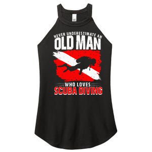 Never Underestimate An Old Man Diver Gift Scuba Diving Women's Perfect Tri Rocker Tank