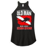 Never Underestimate An Old Man Diver Gift Scuba Diving Women's Perfect Tri Rocker Tank