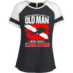 Never Underestimate An Old Man Diver Gift Scuba Diving Enza Ladies Jersey Colorblock Tee