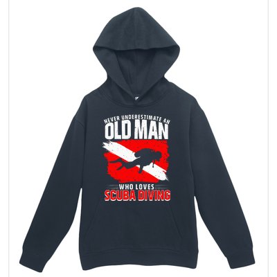 Never Underestimate An Old Man Diver Gift Scuba Diving Urban Pullover Hoodie