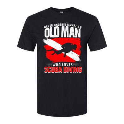 Never Underestimate An Old Man Diver Gift Scuba Diving Softstyle CVC T-Shirt