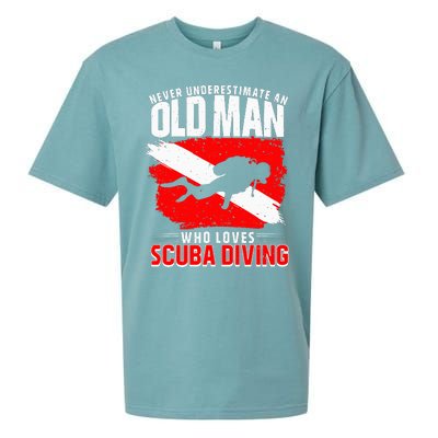 Never Underestimate An Old Man Diver Gift Scuba Diving Sueded Cloud Jersey T-Shirt