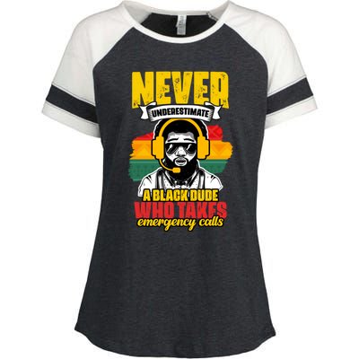 Never Underestimate Awesome African American Dispatcher Dude Gift Enza Ladies Jersey Colorblock Tee