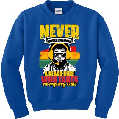 Never Underestimate Awesome African American Dispatcher Dude Gift Kids Sweatshirt