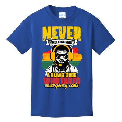 Never Underestimate Awesome African American Dispatcher Dude Gift Kids T-Shirt