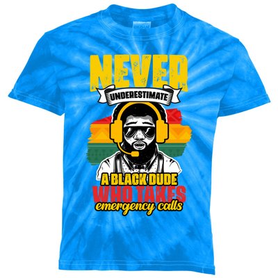 Never Underestimate Awesome African American Dispatcher Dude Gift Kids Tie-Dye T-Shirt