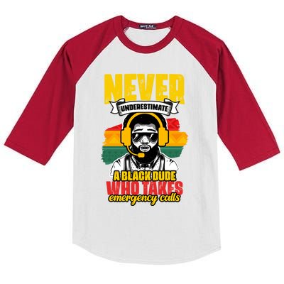 Never Underestimate Awesome African American Dispatcher Dude Gift Kids Colorblock Raglan Jersey