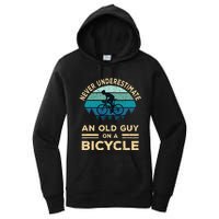 Never Underestimate An Old Guy On A Bicycle Funny Cycling Women's Pullover Hoodie