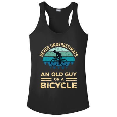 Never Underestimate An Old Guy On A Bicycle Funny Cycling Ladies PosiCharge Competitor Racerback Tank