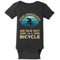 Never Underestimate An Old Guy On A Bicycle Funny Cycling Baby Bodysuit