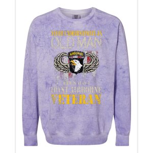 Never Underestimate An Old Man 101st Airborne Veteran Gift Colorblast Crewneck Sweatshirt