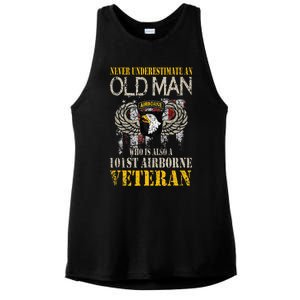 Never Underestimate An Old Man 101st Airborne Veteran Gift Ladies PosiCharge Tri-Blend Wicking Tank