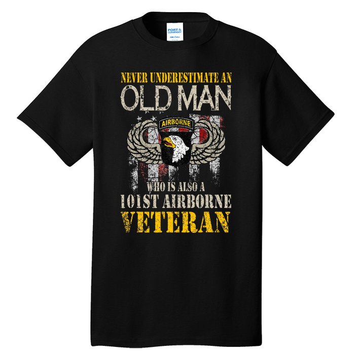 Never Underestimate An Old Man 101st Airborne Veteran Gift Tall T-Shirt