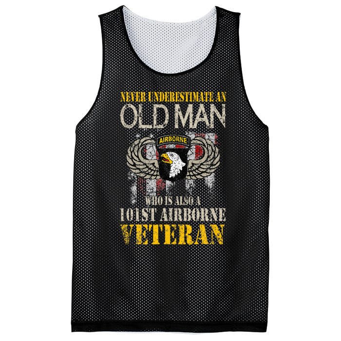 Never Underestimate An Old Man 101st Airborne Veteran Gift Mesh Reversible Basketball Jersey Tank