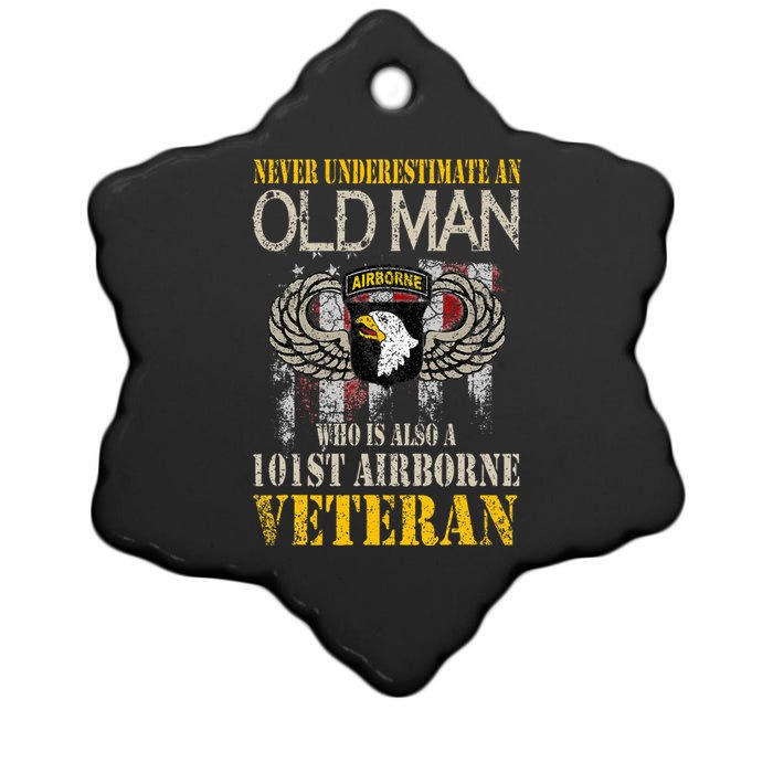 Never Underestimate An Old Man 101st Airborne Veteran Gift Ceramic Star Ornament