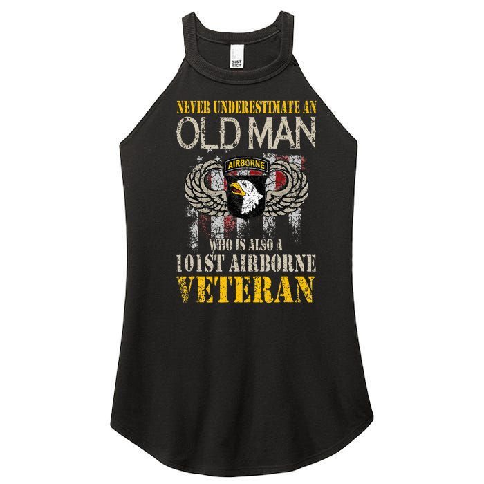 Never Underestimate An Old Man 101st Airborne Veteran Gift Women’s Perfect Tri Rocker Tank