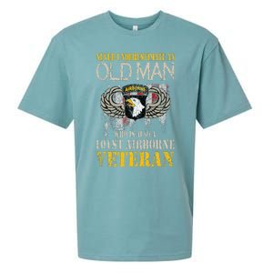 Never Underestimate An Old Man 101st Airborne Veteran Gift Sueded Cloud Jersey T-Shirt