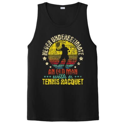 Never Underestimate An Old Man Tennis Racket Sports Lover PosiCharge Competitor Tank