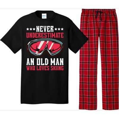 Never Underestimate An Old Who Loves Skiing Funny Gift Pajama Set