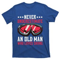 Never Underestimate An Old Who Loves Skiing Funny Gift T-Shirt