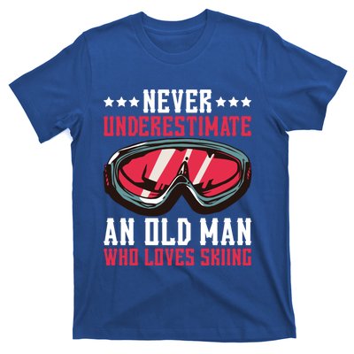 Never Underestimate An Old Who Loves Skiing Funny Gift T-Shirt