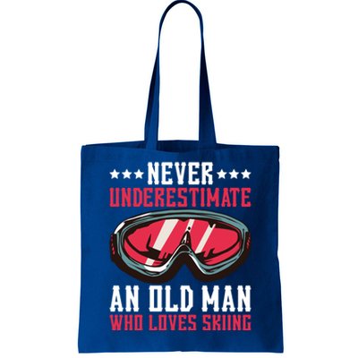 Never Underestimate An Old Who Loves Skiing Funny Gift Tote Bag