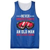 Never Underestimate An Old Who Loves Skiing Funny Gift Mesh Reversible Basketball Jersey Tank