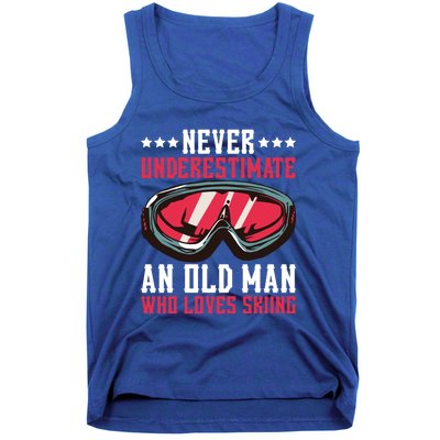 Never Underestimate An Old Who Loves Skiing Funny Gift Tank Top