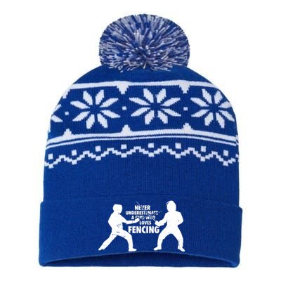 Never Underestimate A Girl Who Loves Fencing Sport Fencer Gift USA-Made Snowflake Beanie