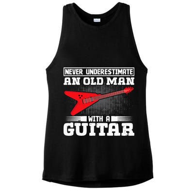 Never Underestimate An Old Man With A Guitar Ladies PosiCharge Tri-Blend Wicking Tank