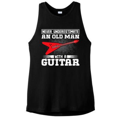 Never Underestimate An Old Man With A Guitar Ladies PosiCharge Tri-Blend Wicking Tank