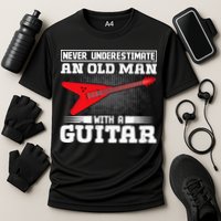 Never Underestimate An Old Man With A Guitar Cooling Performance Crew T-Shirt
