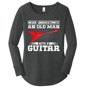 Never Underestimate An Old Man With A Guitar Women's Perfect Tri Tunic Long Sleeve Shirt