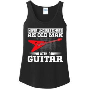 Never Underestimate An Old Man With A Guitar Ladies Essential Tank