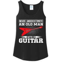 Never Underestimate An Old Man With A Guitar Ladies Essential Tank