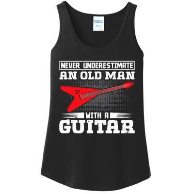 Never Underestimate An Old Man With A Guitar Ladies Essential Tank