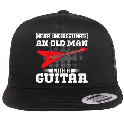 Never Underestimate An Old Man With A Guitar Flatbill Hat