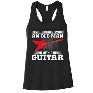 Never Underestimate An Old Man With A Guitar Women's Racerback Tank