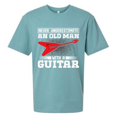 Never Underestimate An Old Man With A Guitar Sueded Cloud Jersey T-Shirt
