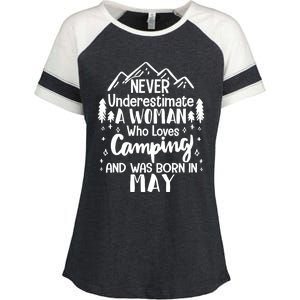 Never Underestimate A Who Love Camping Born In May Mom Meaningful Gift Enza Ladies Jersey Colorblock Tee