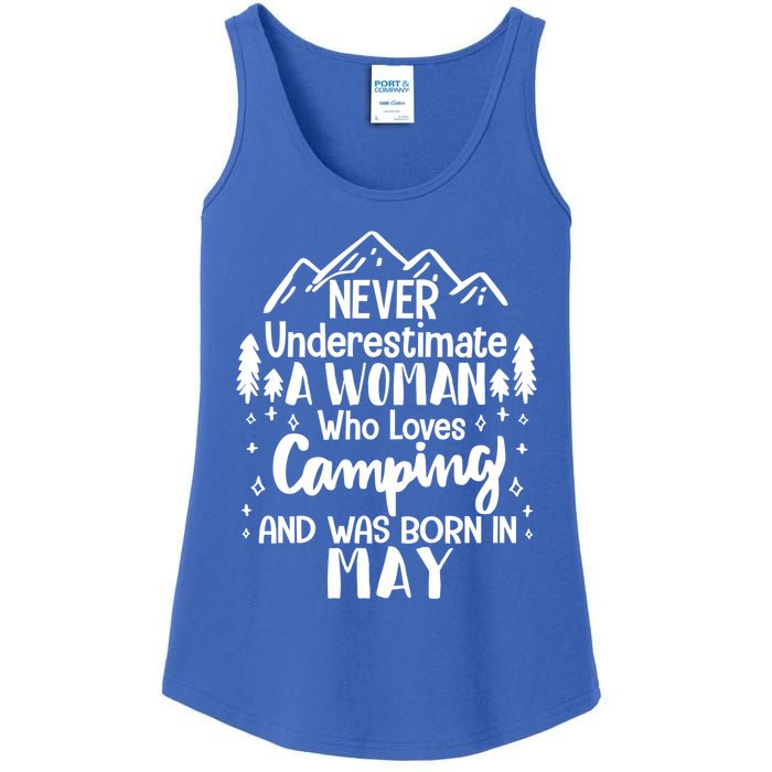 Never Underestimate A Who Love Camping Born In May Mom Meaningful Gift Ladies Essential Tank