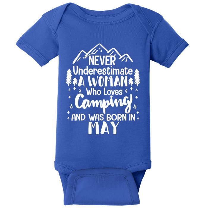 Never Underestimate A Who Love Camping Born In May Mom Meaningful Gift Baby Bodysuit