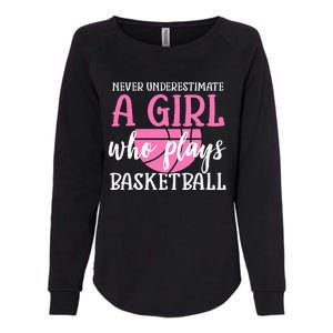 Never Underestimate A Girl Who Plays Basketball Girl Power Womens California Wash Sweatshirt