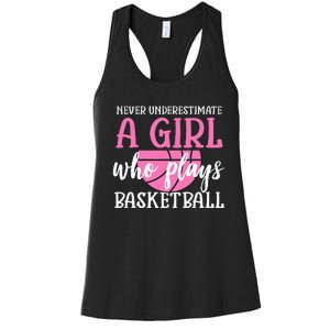 Never Underestimate A Girl Who Plays Basketball Girl Power Women's Racerback Tank