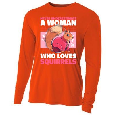 Never Underestimate A Who Loves Squirrels Gift Cooling Performance Long Sleeve Crew