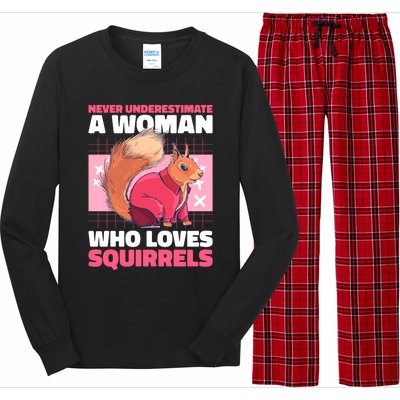 Never Underestimate A Who Loves Squirrels Gift Long Sleeve Pajama Set