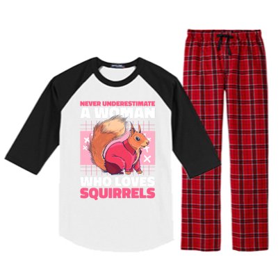 Never Underestimate A Who Loves Squirrels Gift Raglan Sleeve Pajama Set