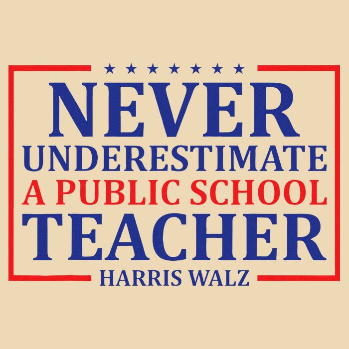 Never Underestimate A Public School Teacher Harris Waltz Drawstring Bag