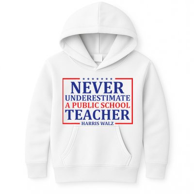 Never Underestimate A Public School Teacher Harris Waltz Kids Hoodie