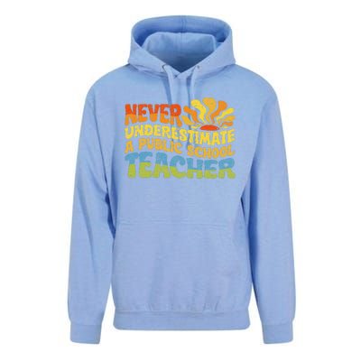 Never Underestimate A Public School Teacher Public Education Gift Unisex Surf Hoodie